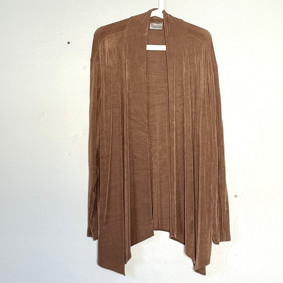 Chico's Sweaters - Chicos Traveler Cardigan 3 (XL US 16) Brown Open Slinky Minimalist Classic USA